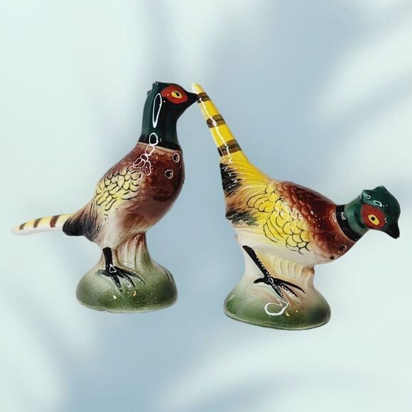 VINTAGE Japan PHEASANT Salt & Pepper Shakers Hand Painted Relco Creation - Picture 7 of 12